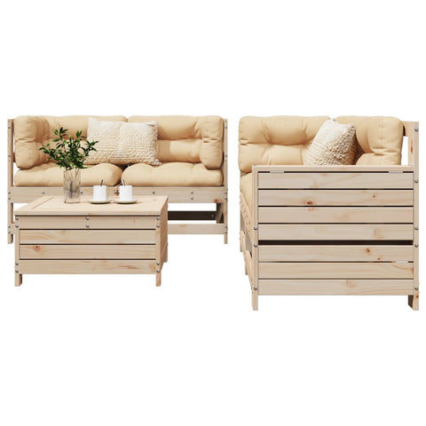ZNTS 5 Piece Garden Sofa Set Solid Wood Pine 3250812
