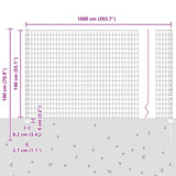 Fence and Post Silver 1.4 x 10 m Steel 3336157