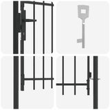 Fence Gate ASSEN 100 x 150 cm Powder-Coated Steel Grey Lockable 42008927