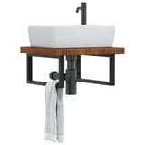 Basin Shelf Wall Mounted Steel and Solid Wood Oak 3302413