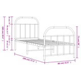 Metal Bed Frame without Mattress with Footboard White 75x190cm 353692