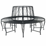Tree Bench 160 x 89 cm Steel Black Round 42029499