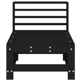 Garden Middle Sofa Black Solid Wood Pine 825615