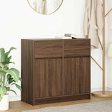 Sideboard with Drawer Brown Oak 80x34x76 cm Engineered Wood 861541