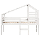 High Sleeper Bed without Mattress White 90x190 cm Single Solid Wood Pine 3281981