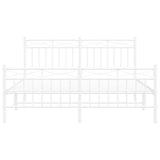 Metal Bed Frame without Mattress with Footboard White 150x200cm 373760