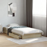 Bed Frame with Drawers without Mattress Sonoma Oak 100x200 cm 3280673