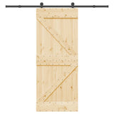 Sliding Door with Hardware Set 85x210 cm Solid Wood Pine 3332623