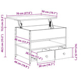 Coffee Table Sonoma Oak 70x50x50 cm Engineered Wood and Metal 845382