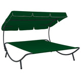 Outdoor Lounge Bed with Canopy Green 313526
