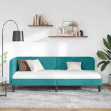 Corner Bed Frame with Headboard Turquoise 80 x 200 cm Velvet 42016594