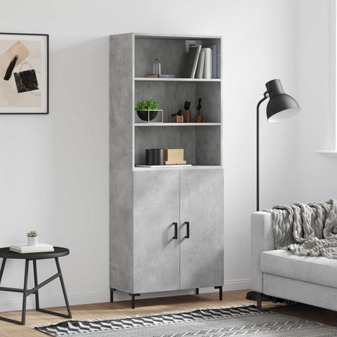 Highboard Concrete Grey 69.5x34x180 cm Engineered Wood 3189257