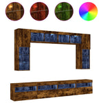 8 Piece TV Wall Cabinet Set with LED Lights Smoked Oak 3216768