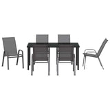 Garden Dining Set 7 pcs Grey and Black Powder-coated Steel 3379125