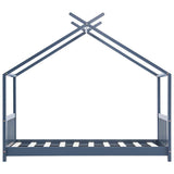 Kids Bed Frame Grey Solid Pine Wood 70x140 cm 283370