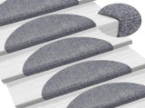 Stair Mats Self-adhesive 15 pcs 56x17x3 cm Light Grey Half Round 132693
