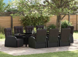 Garden Dining Set with Cushion 9 pcs Black Poly Rattan 3379533