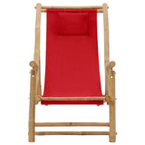 Deck Chair Red Bamboo, Canvas Standard Foldable 318597