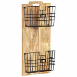 285878 Wall-mounted Magazine Rack 33x10x67 cm Solid Rough Mango Wood