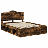 Bed Frame Smoked Oak 140 x 200 cm Solid Pine Wood 3413303