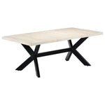 ZNTS Dining Table White 200x100x75 cm Solid Mango Wood 247428