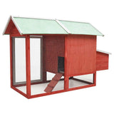 Chicken Cage Red 170x81x110 cm Solid Pine & Fir Wood 170863