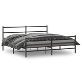Metal Bed Frame without Mattress with Footboard Black 183x213cm 355388