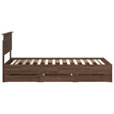 Bed Frame with Drawer Brown Oak 90 x 190 cm Engineer Wood 3408025