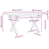 Coffee Table X-Frame 80x50x40.5 cm Solid Wood Pine and Steel 3282750