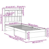 Bookcase Bed without Mattress White 75x190cm Solid Wood Pine 3322404