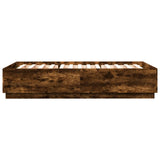 Bed Frame with LED without Mattress Smoked Oak 150x200 cm King Size 3209608