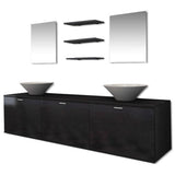 Ten Piece Bathroom Furniture Set with Basin with Tap Black 273691
