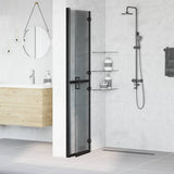 Walk-In Shower Wall Folding Black 100 x 6.5 x 190 cm 42017966