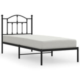 Metal Bed Frame without Mattress with Headboard Black 90x190cm 353431
