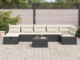 Sofa Set with Cushion Manual 8 pcs Black and Cream Poly Rattan 3359206
