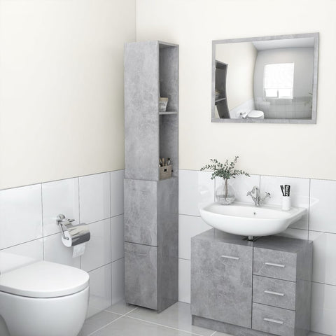 Bathroom Cabinet Concrete Grey 25x26.5x170 cm Engineered Wood 808435