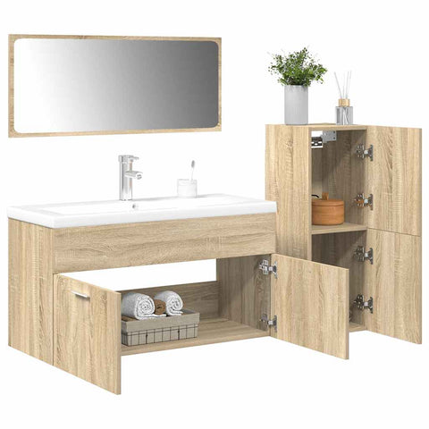 ZNTS 4 Piece Bathroom Furniture Set Sonoma Oak Engineered Wood 3325028