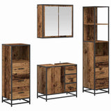 Bathroom Furniture Set with Door 4 pcs Old Wood Engineered Wood 3402329
