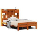 Bookcase Bed without Mattress Wax Brown 135x190 cm Double Solid Wood Pine 3308899