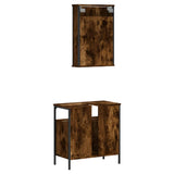 2 Piece Bathroom Furniture Set Smoked Oak Engineered Wood 3214777