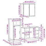 3 Piece Bathroom Furniture Set Brown Oak Engineered Wood 3300974