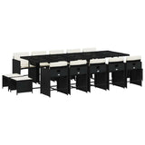 Garden Dining Set Black PE Rattan Large Foldable 3211170