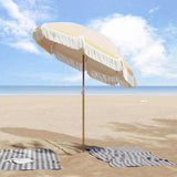Beach Parasol Yellow and White 160 x 160 x 196 cm 42006679
