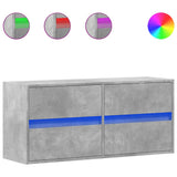 TV Wall Cabinet with LED Lights Concrete Grey 100x31x45 cm 852295