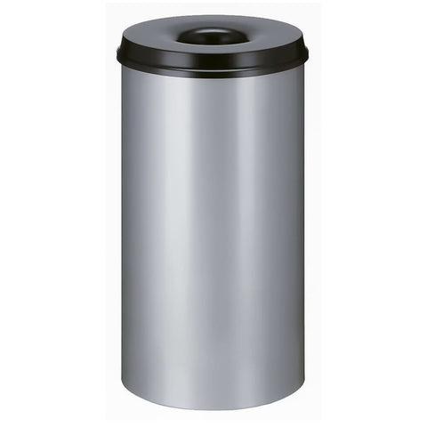 ZNTS V-Part Self Extinguishing Waste Paper Bin 50 L Silver and Black 445357