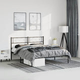 Metal Bed Frame without Mattress with Headboard Black 150x200cm 372279