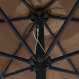 Garden Parasol with LED Lights and Aluminium Pole 270 cm Taupe 47355