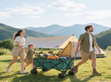 140L Festival Trolley on Wheels, Folding Camping Trolley Cart with Telescopic Handle, Big Wheels for T3398P377650