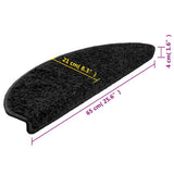 Stair Mats 15 pcs 65x21x4 cm Black Half Round Large 133901