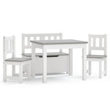 4 Piece Children Table and Chair Set White and Grey MDF 10411
